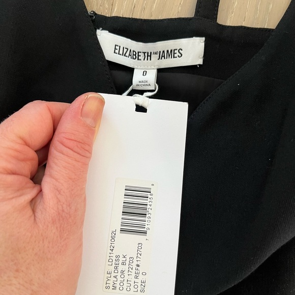 NWT Elizabeth and James Black Cocktail Dress with Side Slit - Picture 5 of 6